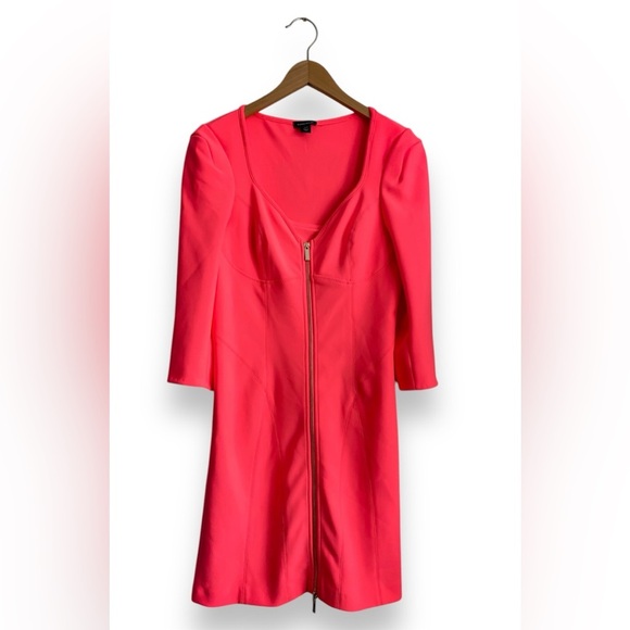 Karen Millen Hot Pink Zipper Dress Long Sleeve Bodycon Cocktail Party Barbie 8 - Picture 6 of 10